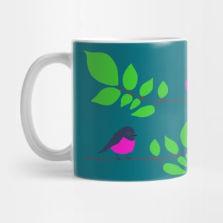 Pink robins on a tree branch Mug